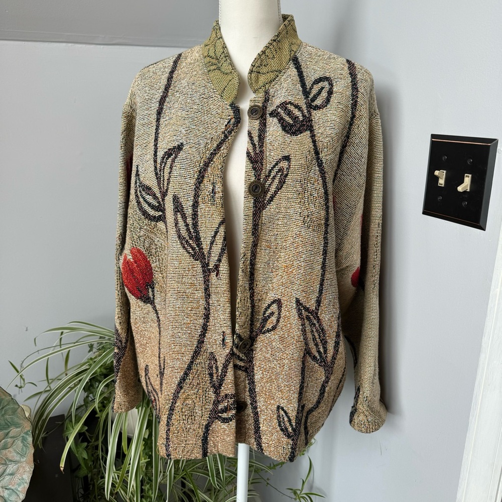 Vintage 90s Tapestry Jacket Floral Paisley Pattern‎ Sugar Street Weavers Large